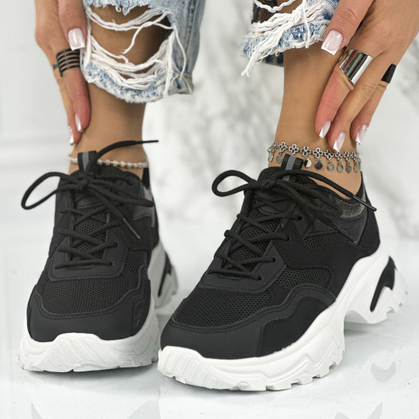 Pantofi Sport Dama Negri din Textil Coates