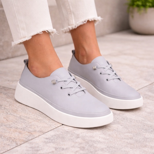 Pantofi Sport Piele Naturala Lidia Grey