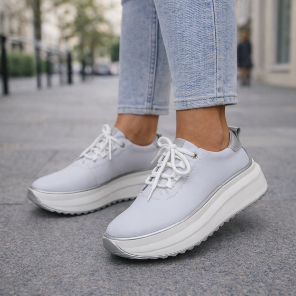Pantofi Sport Piele Naturala Nutrez White