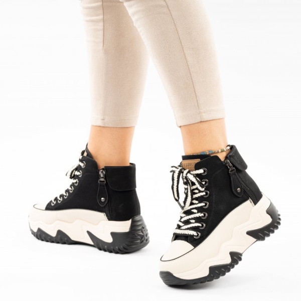 Pantofi Sport Piele Naturala Safiya Black