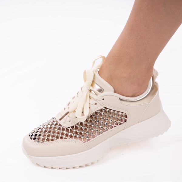 Pantofi Sport Selena Beige Gold