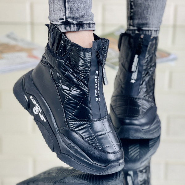 Cizme Sport Dama Imblanite Negre din Piele Ecologica Soliter