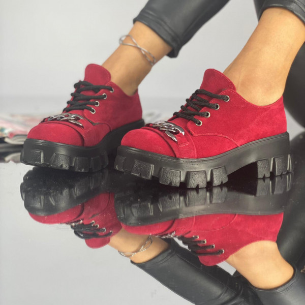 Pantofi Casual Dama Rosii din Piele Ecologica Intoarsa Lira