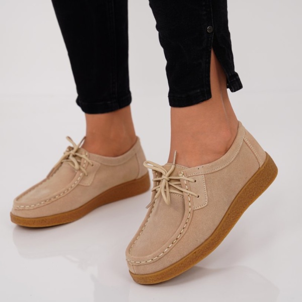 Pantofi Piele Naturala Iris Beige
