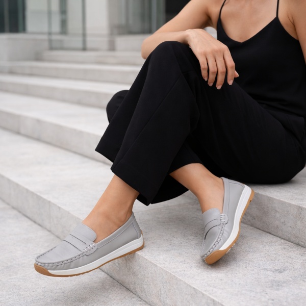 Pantofi Piele Naturala Lima Grey