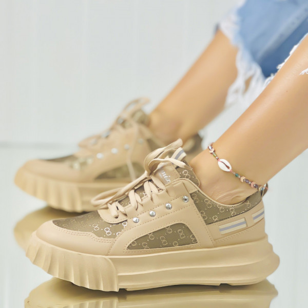 Pantofi Sport Dama Camel din Piele Ecologica Maruska