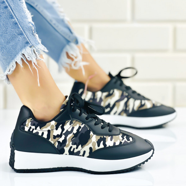 Pantofi Sport Dama Camuflaj din Piele Ecologica Feyza
