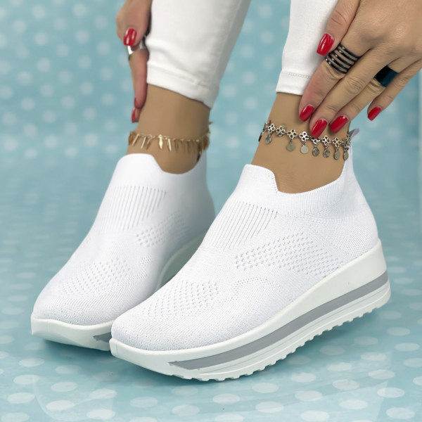 Pantofi Sport Dama cu Platforma Albi din Textil Dymex