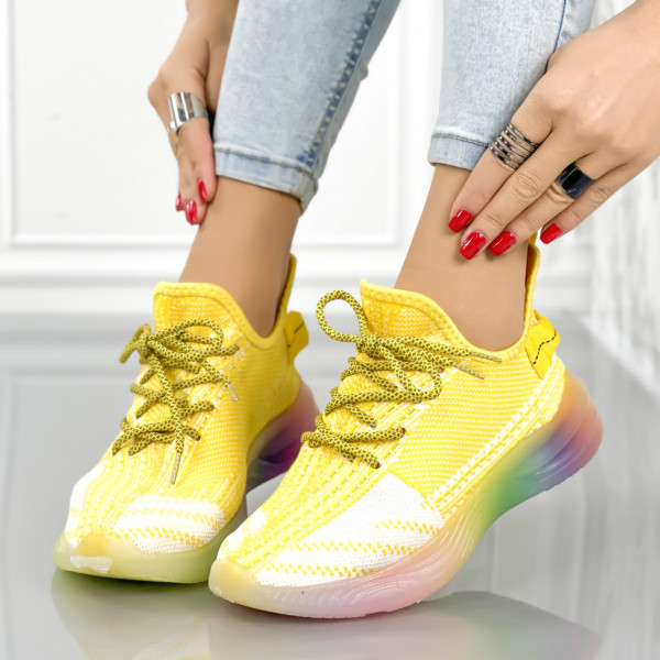 Pantofi Sport Dama Galbeni din Textil Pixies