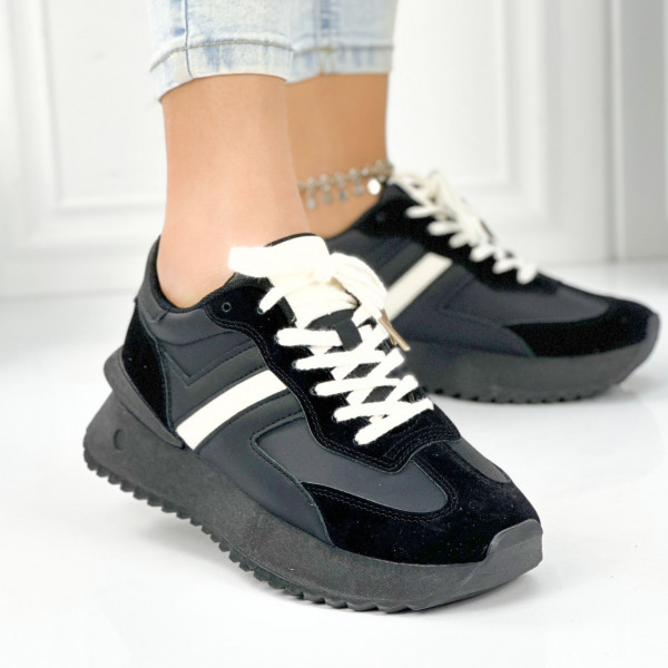 Pantofi Sport Dama Negri din Piele Ecologica Maseru