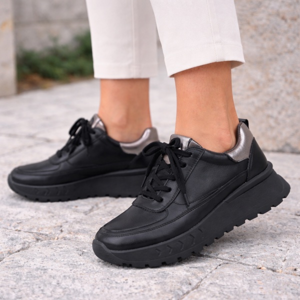 Pantofi Sport Piele Naturala Bucura Black
