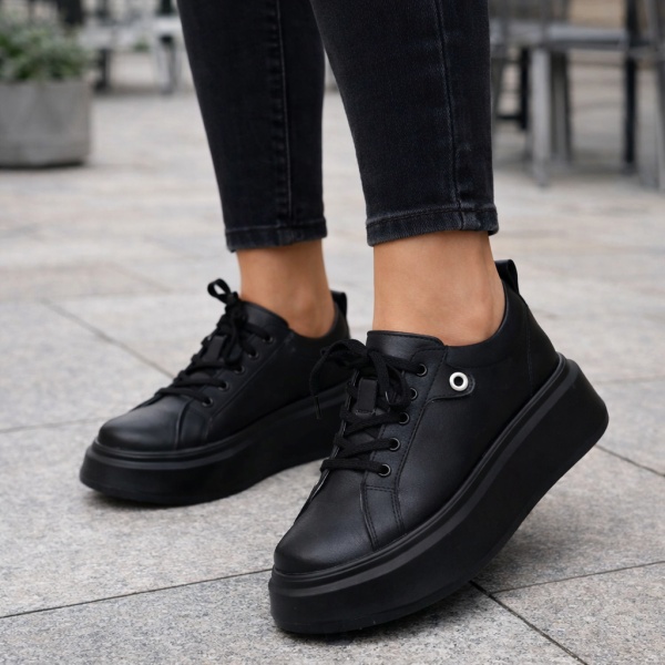 Pantofi Sport Piele Naturala Jimena Black