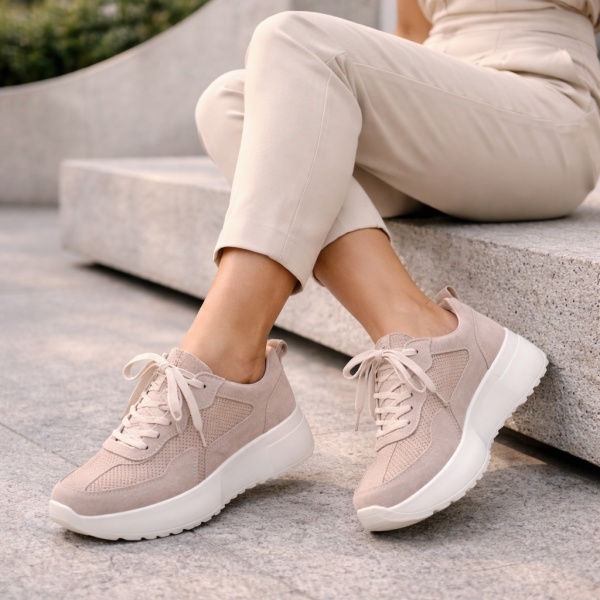 Pantofi Sport Piele Naturala Nola Beige