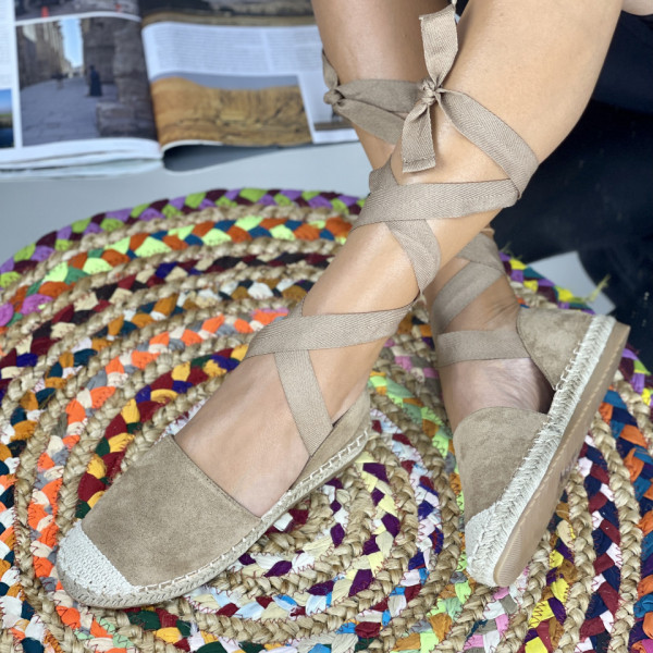 Espadrile Dama Camel din Piele Intoarsa Crok