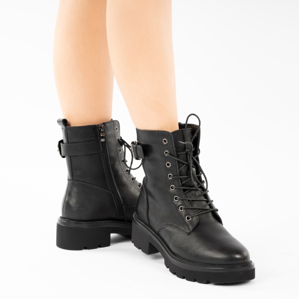 Ghete Piele Naturala Pemra Black