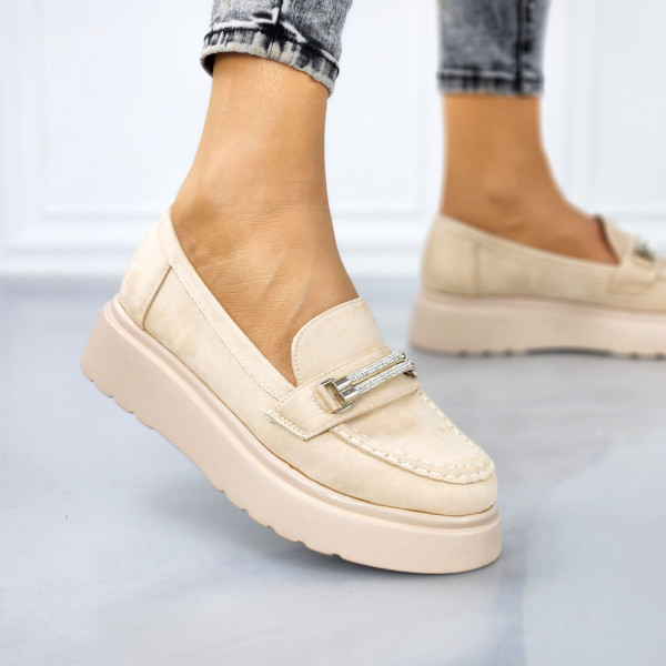 Pantofi Casual Dama Bej din Piele Ecologica Lucifera
