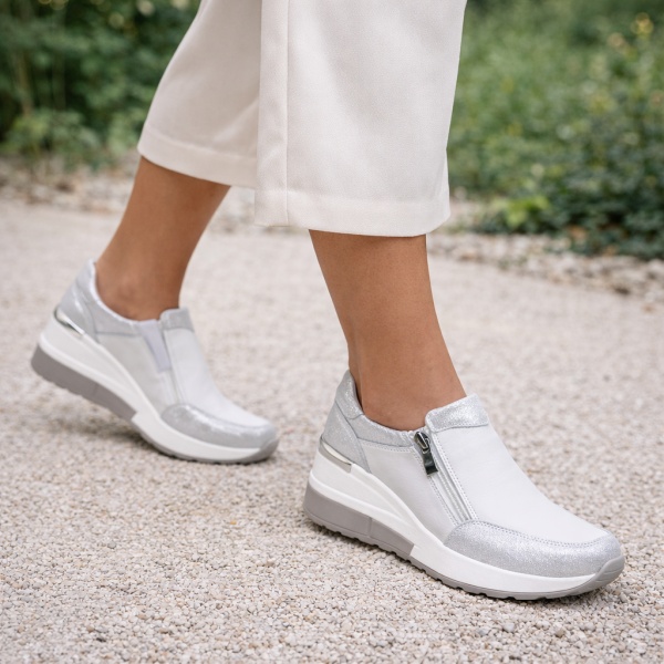 Pantofi Piele Naturala Angeni White