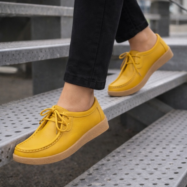 Pantofi Piele Naturala Gaston2 Yellow