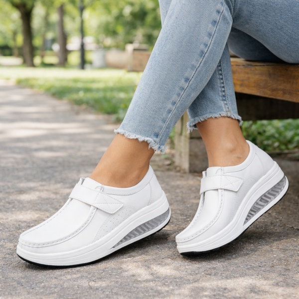 Pantofi Piele Naturala Lulu White
