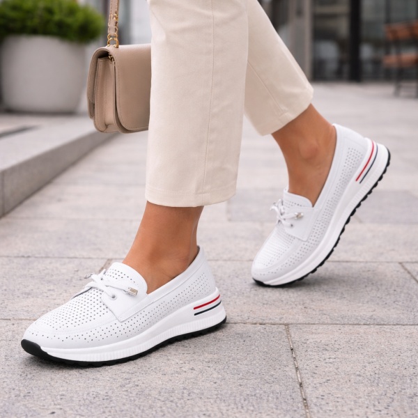 Pantofi Piele Naturala Meria2 White