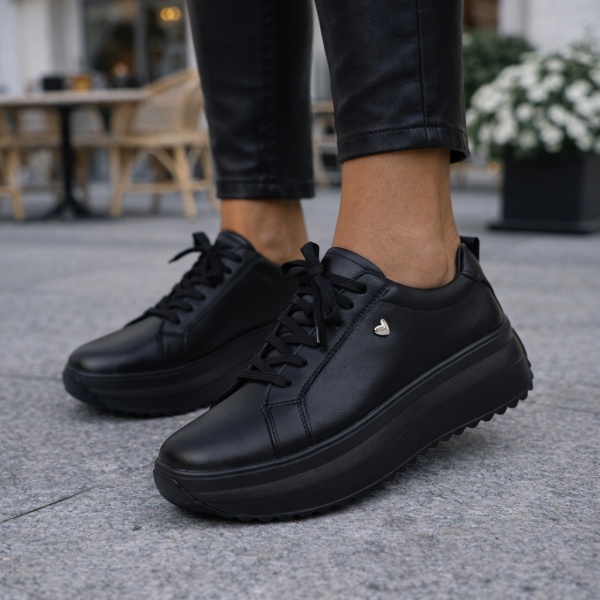 Pantofi Sport Piele Naturala Kipes Black