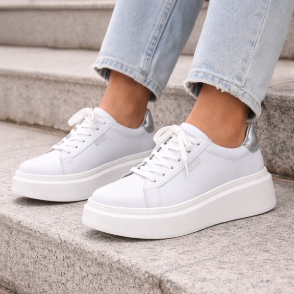 Pantofi Sport Piele Naturala Madera White