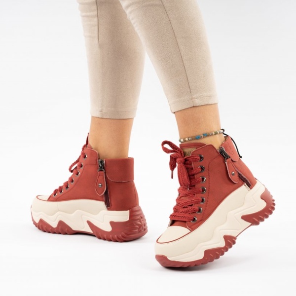 Pantofi Sport Piele Naturala Safiya Red