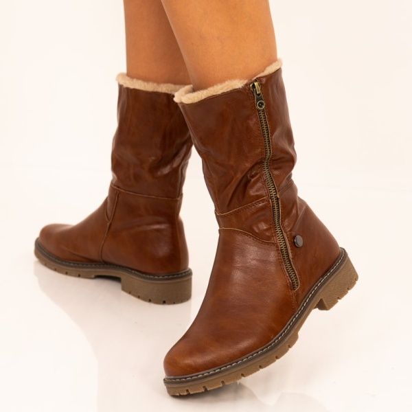 Cizme Scurte Piele Naturala Sevisa Brown