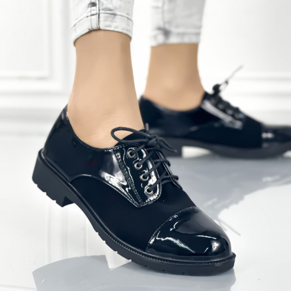 Pantofi Casual Dama Negri din Piele Ecologica Jistry