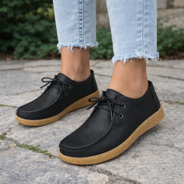 Pantofi Piele Naturala Elvan Black