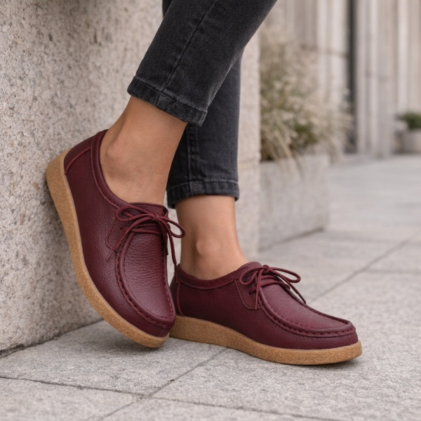 Pantofi Piele Naturala Gaston2 Bordo