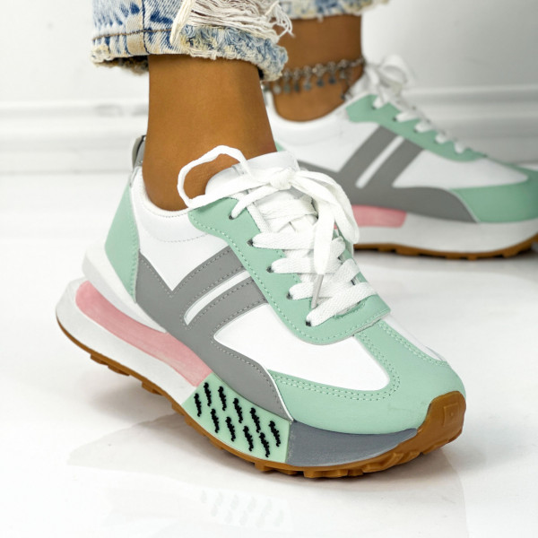 Pantofi Sport Dama Albi Gri din Piele Ecologica Casablanca