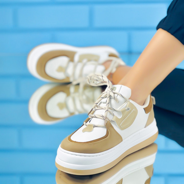 Pantofi Sport Dama Khaki din Piele Ecologica Desot