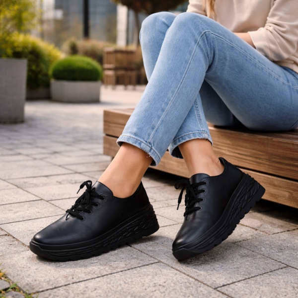 Pantofi Sport Piele Naturala Sarri Black