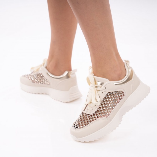 Pantofi Sport Selena Beige Gold