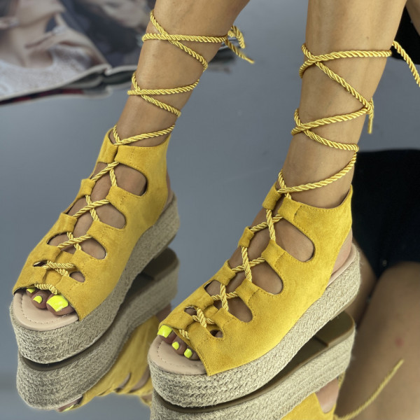 Sandale cu platforma Galbene din Piele Ecologica Intoarsa Herona
