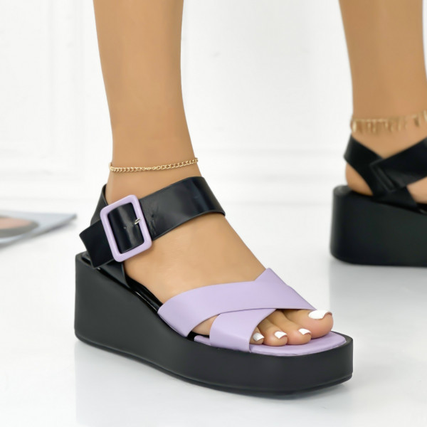 Sandale cu platforma Mov din Piele Ecologica Ebelive