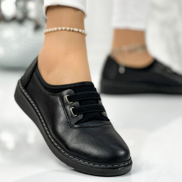 Pantofi Casual Dama Negri din Piele Ecologica Enaba
