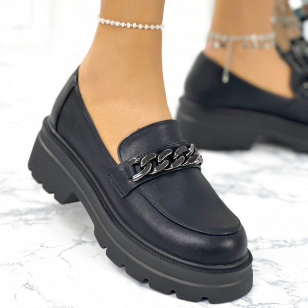 Pantofi Casual Dama Negri din Piele Ecologica Fortune