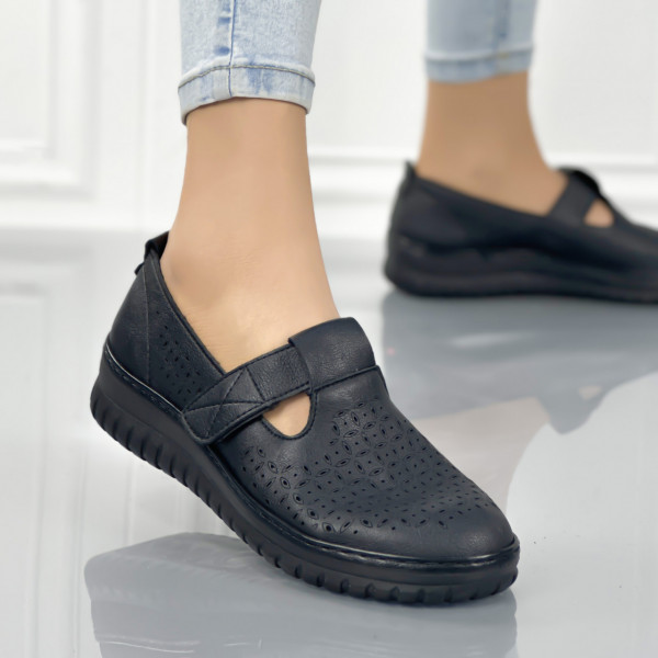 Pantofi Casual Dama Negri din Piele Ecologica Geiron