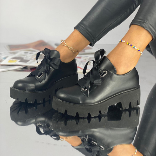 Pantofi Casual Dama Negri din Piele Ecologica Kola