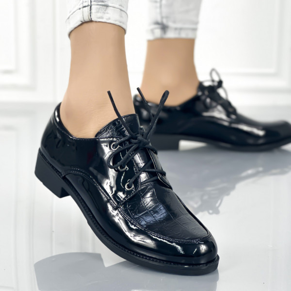 Pantofi Casual Dama Negri din Piele Ecologica Marink