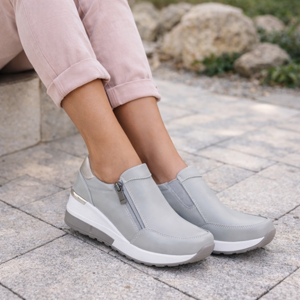 Pantofi Piele Naturala Angeni Grey