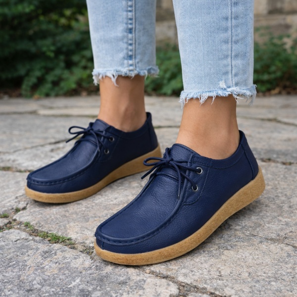 Pantofi Piele Naturala Elvan Navi