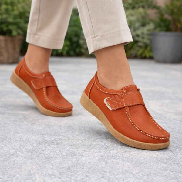 Pantofi Piele Naturala Gaston Orange