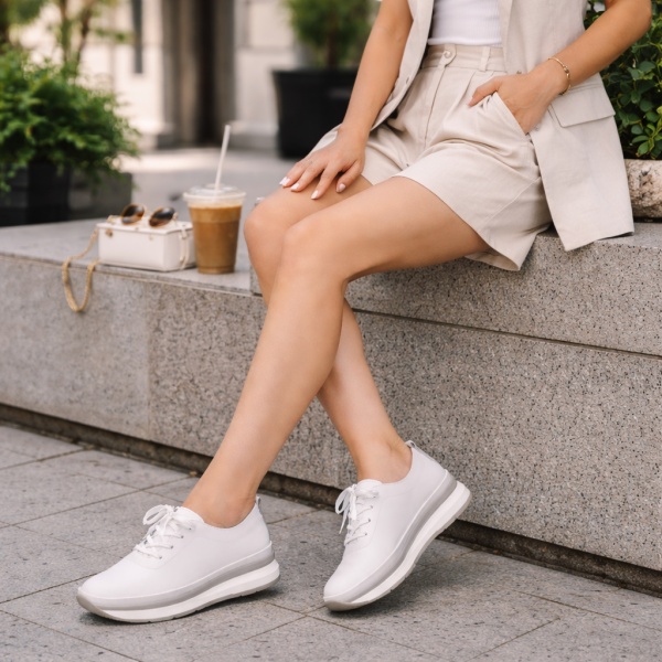 Pantofi Piele Naturala Ramona White