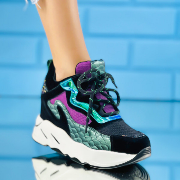 Pantofi Sport cu Platforma Negri din Piele Ecologica Asipas
