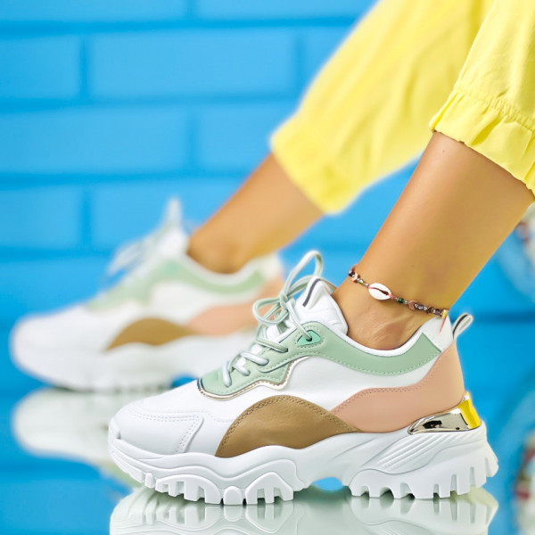 Pantofi Sport Dama Albi din Piele Ecologica Olivada