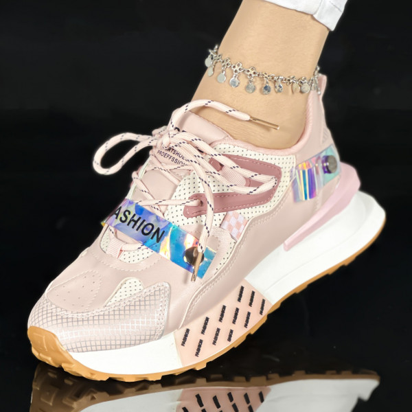 Pantofi Sport Dama cu Platforma Roz din Piele Ecologica Balizia
