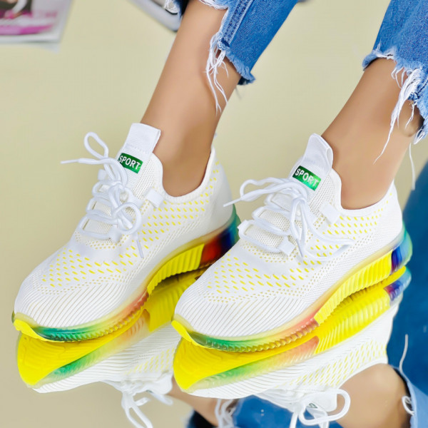 Pantofi Sport Dama Galbeni din Material Textil Myrna